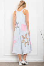 Load image into Gallery viewer, BlueVelvet Mixed Print Flower Patched Overalls in Blue