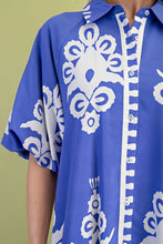 Load image into Gallery viewer, GiGio Two Toned Bold Print Mini Dress in Blue