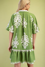 Load image into Gallery viewer, GiGio Two Toned Bold Print Mini Dress in Green