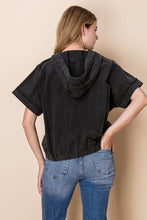 Load image into Gallery viewer, White Birch Lightweight Mineral Washed Knit Hooded Top in Black