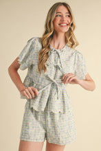 Load image into Gallery viewer, &merci Embroidered Floral Gingham Top and Shorts Set in Baby Blue