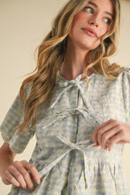 Load image into Gallery viewer, &merci Embroidered Floral Gingham Top and Shorts Set in Baby Blue