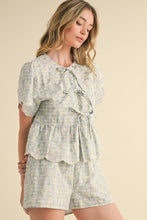 Load image into Gallery viewer, &merci Embroidered Floral Gingham Top and Shorts Set in Baby Blue
