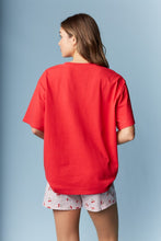 Load image into Gallery viewer, RARERAW OVERSIZED T-Shirt with Cherry Bow Applique on Front in Red