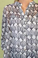 Load image into Gallery viewer, GiGio OVERSIZED Printed Sheer Lurex Button Down Top in Ivory