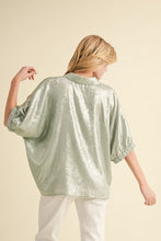 Load image into Gallery viewer, Jodifl Metallic Dolman Top in Sage
