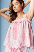 Load image into Gallery viewer, RARERAW Toile Print Scallop-Trim Pajama Set in Pink