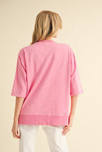 Load image into Gallery viewer, Jodifl Solid Color Terry Knit Top with Flower Front in Pink