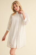 Load image into Gallery viewer, Jodifl Solid Color Eyelet Lace Dress in White