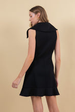 Load image into Gallery viewer, Doe & Rae Solid Color Zip Up Front Mini Dress in Black