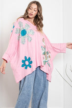 Load image into Gallery viewer, BlueVelvet OVERSIZED Flower Patched Cotton Top in Pink