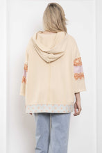 Load image into Gallery viewer, BlueVelvet Terry Knit Pullover Top with Contrasting Print Bow Patches and Stripes in Natural