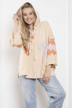 Load image into Gallery viewer, BlueVelvet Terry Knit Pullover Top with Contrasting Print Bow Patches and Stripes in Natural