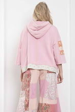 Load image into Gallery viewer, BlueVelvet Terry Knit Pullover Top with Contrasting Print Bow Patches and Stripes in Light Pink