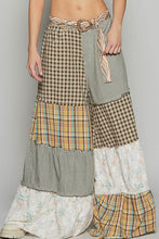 Load image into Gallery viewer, POL Contrasting Panel Patchwork Wide Leg Pants in Olive Multi