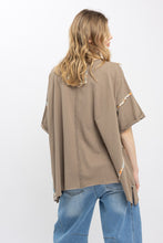 Load image into Gallery viewer, BlueVelvet Flower Patchwork OVERSIZED Top in Mushroom