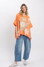 Load image into Gallery viewer, BlueVelvet Flower Patchwork OVERSIZED Top in Coral