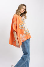 Load image into Gallery viewer, BlueVelvet Flower Patchwork OVERSIZED Top in Coral