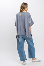 Load image into Gallery viewer, BlueVelvet Flower Patchwork OVERSIZED Top in Steel Blue