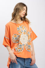 Load image into Gallery viewer, BlueVelvet Flower Patchwork OVERSIZED Top in Coral