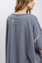 Load image into Gallery viewer, BlueVelvet Flower Patchwork OVERSIZED Top in Steel Blue