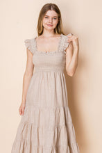 Load image into Gallery viewer, White Birch Contrasting Striped Midi Dress in Natural