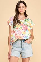 Load image into Gallery viewer, Les Amis Abstract Print Top in Coral