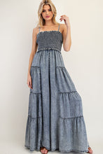 Load image into Gallery viewer, ee:some Mineral Washed Tiered Wide Leg Jumpsuit in Denim