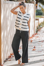 Load image into Gallery viewer, Lavender J Crochet Striped Sweater Vest in Cream/Black