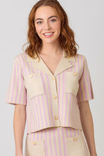 Load image into Gallery viewer, Mystree Striped Sweater Jacket in Lavender (TOP ONLY)