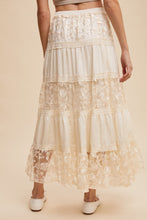 Load image into Gallery viewer, Listicle Floral Embroidered Lace Maxi Skirt in Cream