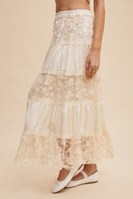 Load image into Gallery viewer, Listicle Floral Embroidered Lace Maxi Skirt in Cream