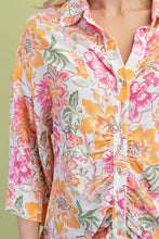 Load image into Gallery viewer, GiGio Floral Print Ruched Front Top in Pink