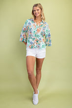 Load image into Gallery viewer, GiGio Floral Print Ruched Front Top in Mint