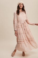 Load image into Gallery viewer, Listicle Crinkle Fabric with Ruffle Details Maxi Dress in Mute Pink