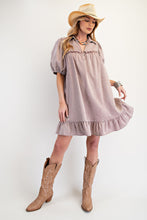 Load image into Gallery viewer, Easel Solid Color Washed Chambray Mini Dress in Dusty Rose