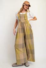 Load image into Gallery viewer, Easel Plaid Pattern Overalls in Olive Mix