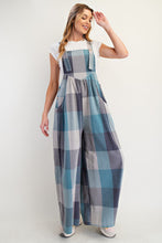 Load image into Gallery viewer, Easel Plaid Pattern Overalls in Denim Mix