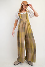 Load image into Gallery viewer, Easel Plaid Pattern Overalls in Olive Mix