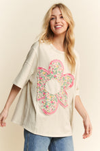 Load image into Gallery viewer, J.Her Mineral Washed Mixed Floral Flower Patch Top in Natural