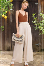Load image into Gallery viewer, La Miel Linen Blend Smocked High Waist Pants in Natural