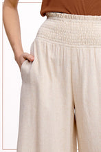 Load image into Gallery viewer, La Miel Linen Blend Smocked High Waist Pants in Natural