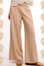Load image into Gallery viewer, La Miel Linen Blend Smocked High Waist Pants in Khaki
