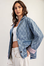 Load image into Gallery viewer, ee:some Quilted Diamond Stitched Jacket in Denim