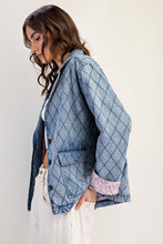 Load image into Gallery viewer, ee:some Quilted Diamond Stitched Jacket in Denim