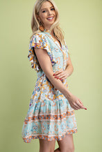 Load image into Gallery viewer, GiGio Mixed Print Dress with Ric Rac Trim in Light Mint Mix