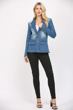 Load image into Gallery viewer, FATE Washed Denim Blazer Jacket in Dark Denim