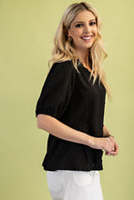 Load image into Gallery viewer, GiGio Solid Color Textured Top in Black