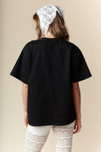 Load image into Gallery viewer, RARERAW OVERSIZED T-Shirt with Embroidered Lace Bow on Front in Black