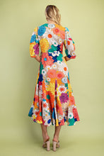 Load image into Gallery viewer, GiGio Vibrant Floral Print Wrap Midi Dress in Beige